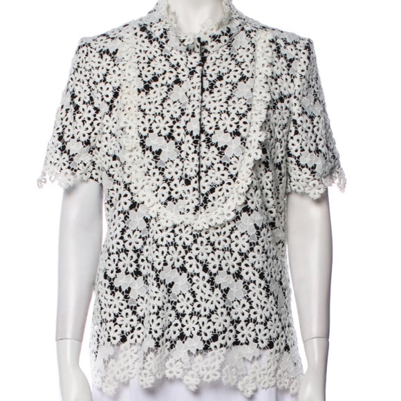ERDEM Tops - Erdem Elegant White and Black Lace Women's Top Size 10